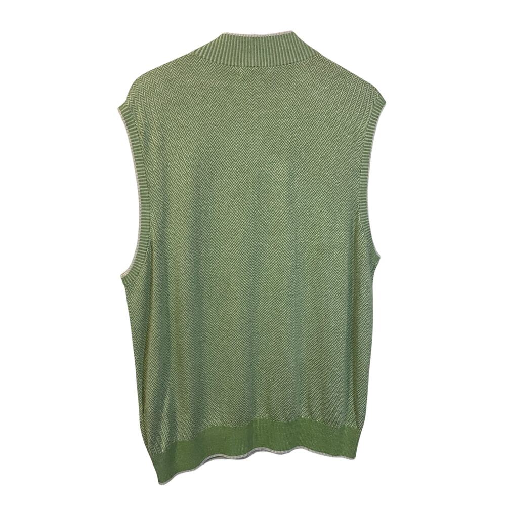 Peter Millar NWT Green Chevron Silk Cotton Cashmere Blend Vest Sz XL 1/4 Zip - Picture 11 of 11